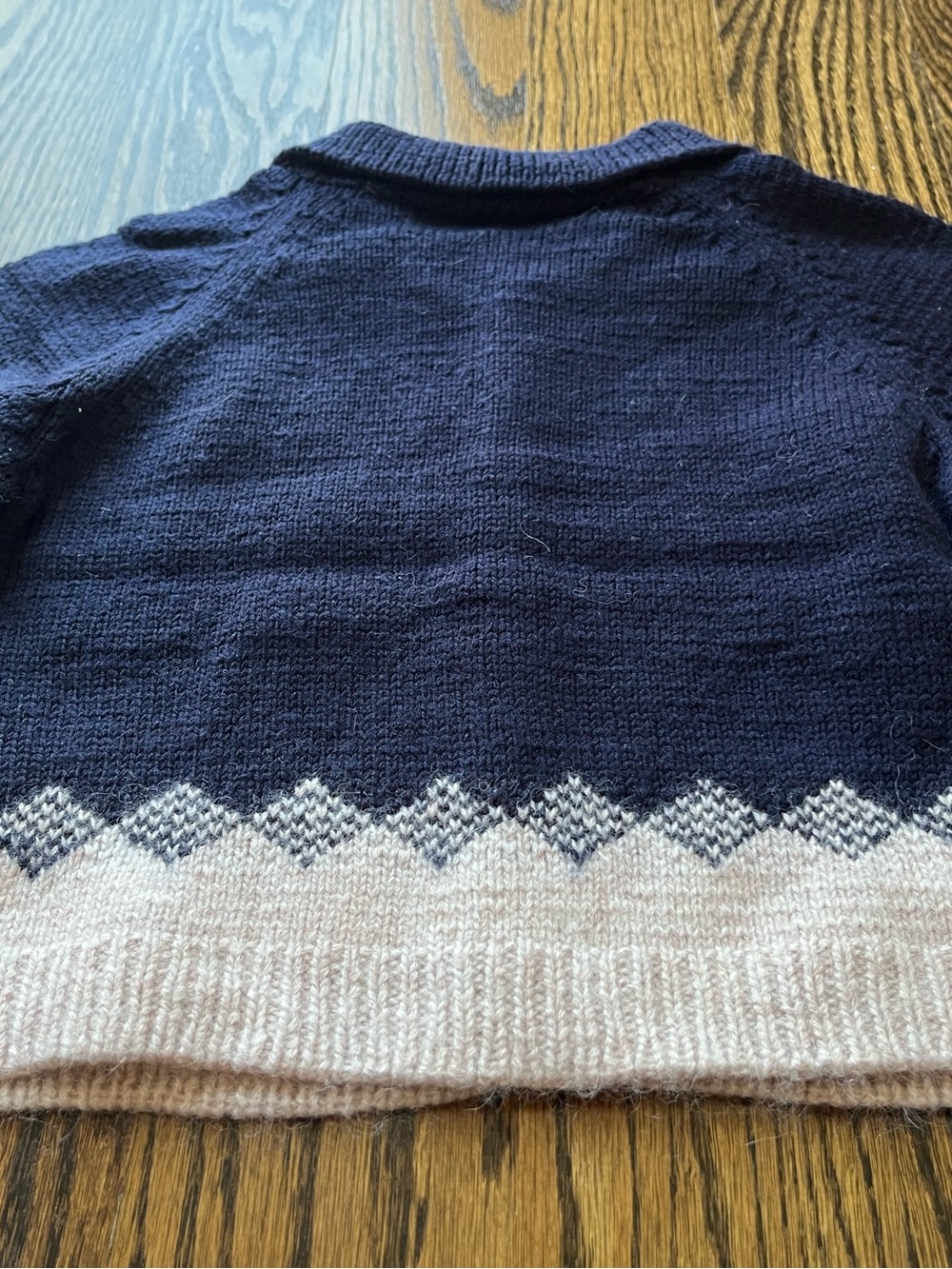 Handmade Baby Navy Blue Cream Geometric Sweater Cardigan (2-3Y) - Picture 6 of 6